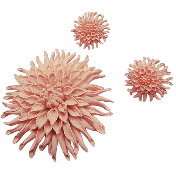Featherlite Celluloid Chrysanthemum Flower Brooch & Earring Set Blush Pink 1940s - Picture 1 of 5